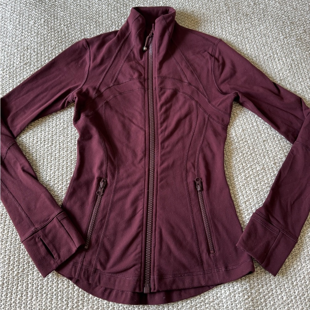 lululemon burgundy define full zip fitted jacket size 4